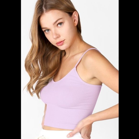 New Purple Super Comfortable Relaxed Fit Ribbed Crop Top - Picture 1 of 1